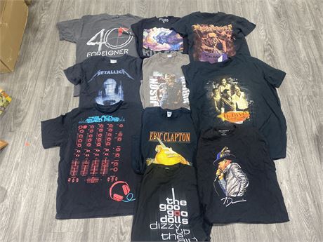 LOT OF 10 CONCERT TEES-ASSORTED SIZES AND YEARS