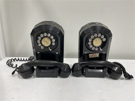 2 ANTIQUE WALL MOUNT ROTARY PHONES