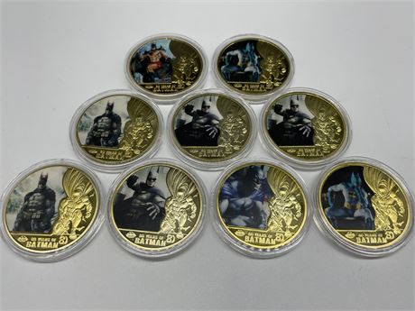 9 24K PLATED BATMAN COINS