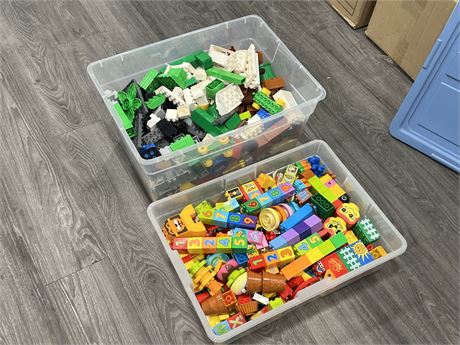 2 TUBS OF LARGE LEGO DUPLO - TUBS ARE 22”x16”