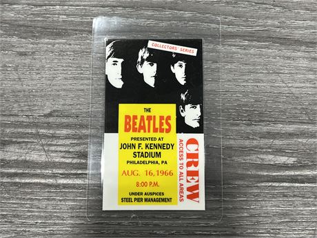 COLLECTABLE BEATLES LAMINATED CREW PASS