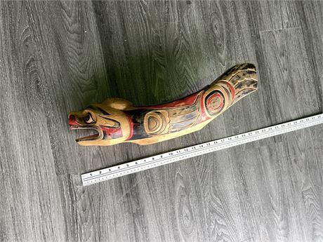 CARVED FIRST NATIONS WOODEN BOWL