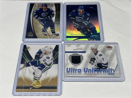 4 NUMBERED / JERSEY CANUCKS CARDS