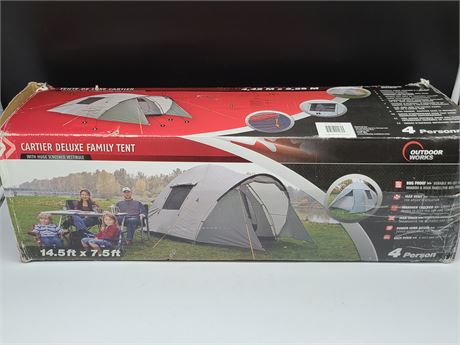 IN BOX OUTDOOR WORKS CARTIER DELUXE FAMILY TENT