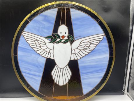 STAINED GLASS DOVE DISPLAY 23”