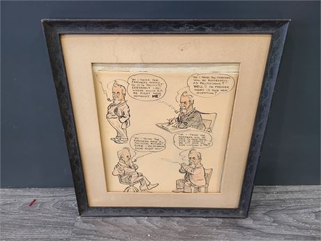 EARLY 1900'S FRAMED SATIRE POLITICAL BC