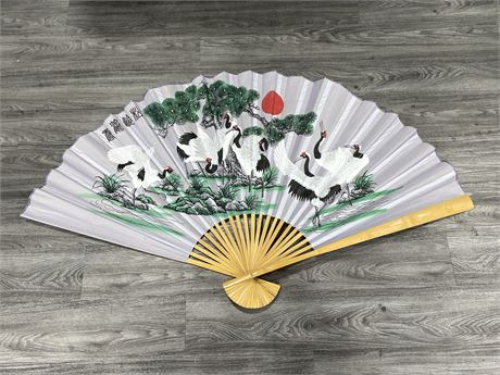 LARGE HAND PAINTED CHINESE FAN 5’ WHEN OPENED