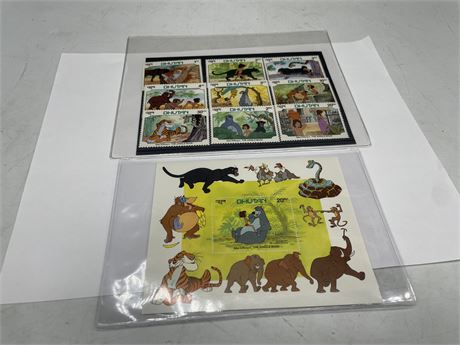 2 SHEETS DISNEY THE JUNGLE BOOK COLLECTIBLE STAMPS W/COA