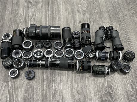 LOT OF ASSORTED CAMERA LENSES/EXTENDERS
