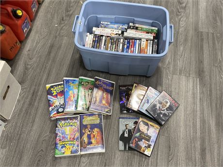 LOT OF MISC DVDS & VHS TAPES