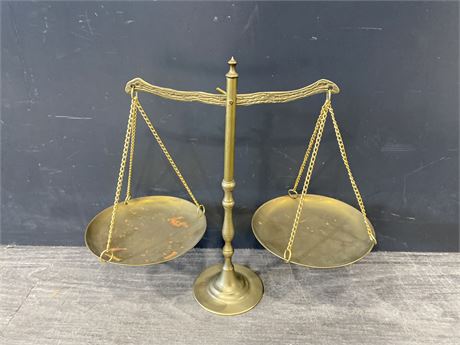 VINTAGE BRASS SCALE - 9” TALL 11” WIDE