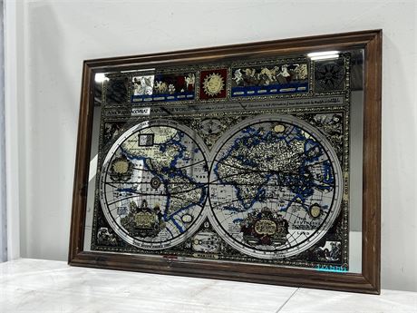 A NEW & ACCVRAT MAP OF THE WORLD MIRRORED DISPLAY (35”x25”)