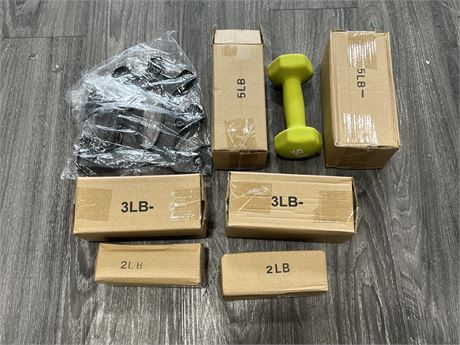 (NEW) SMALL WEIGHT DUMBBELL TREE SET - (2) 5LBS / (2) 3LBS / (2) 2LBS
