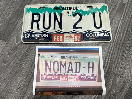 BC LICENSE PLATE - RUN 2 U (Error plate / mountains are on wrong side)