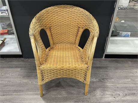 VINTAGE BAMBOO WICKER CHAIR (32” TALL)