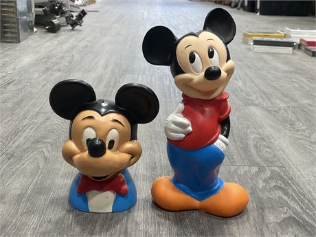 2 VINTAGE MICKEY MOUSE COIN BANKS