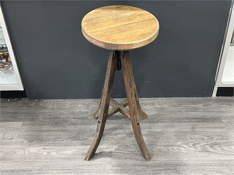 ANTIQUE STOOL MADE IN VANCOUVER BY BROOKS CORNING (29”)