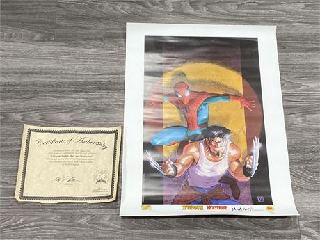 SIGNED LIMITED EDITION ULTIMATE SPIDER-MAN & WOLVERINE POSTER W/COA (18”X24”)