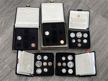 3 COMPLETE COIN SETS & 2 INCOMPLETE COIN SETS