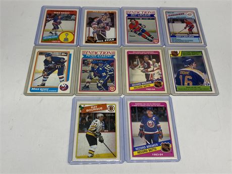 10 NHL STARS / LEADERS CARDS FROM 1980s (Near mint / mint quality)