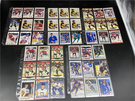 5 SHEETS OF ROOKIE CARDS (Jagr, Roenick, Nolan, etc)