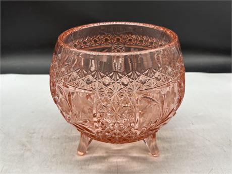 LARGE CRANBERRY CRYSTAL FOOTED CANDY BOWL (7.5” tall)