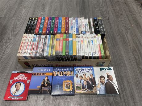 FLAT OF DVD’S INCL: HOME IMPROVEMENT COMPLETE, FRIENDS COMPLETE, ECT