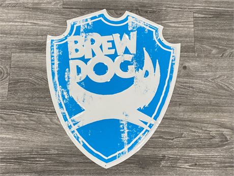LARGE METAL BREW DOG ADVERTISING SIGN (19”X23”)