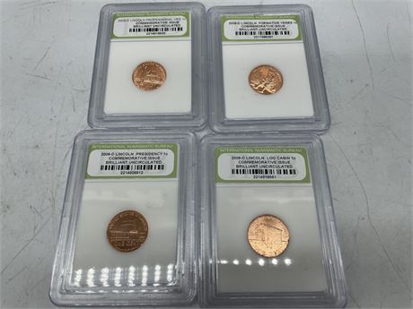 4 2009 LINCOLN COMMEMORATIVE ISSUE PENNIES