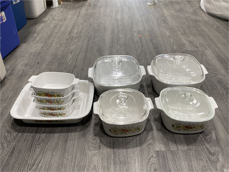 VINTAGE 13PC CORNING WARE CASSEROLE DISHES / LIDDED POTS - EXCELLENT COND