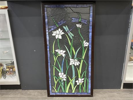 DRAGON FLY STAINED GLASS WINDOW (20.5”X40.5”)