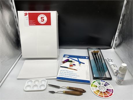 ARTEST SUPPLIES - CANVASES, NEW BRUSHES, ETC