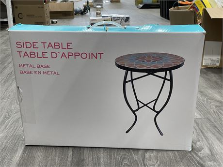 NEW IN BOX METAL BASE TABLE (SPECS IN PHOTOS)