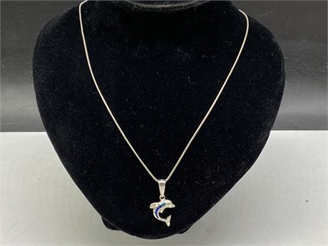 STERLING SILVER CHAIN (20”) + DOLPHIN PENDANT