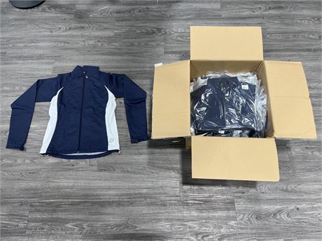 25 NEW FIRST STAR APPAREL NAVY ATHLETIC JACKETS (SIZE YM15 YL10)