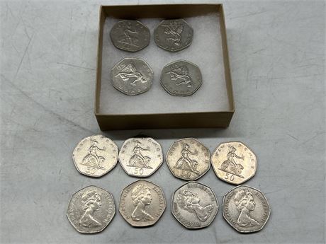 (12) 50 PENCE COINS