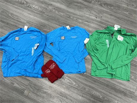 3 NEW OLYMPIC LONG SLEEVE SHIRTS & GLOVES