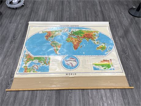 VINTAGE DENOYER-GEPPERT WORLD MAP - 65”x53”