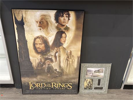 LORD OF THE RINGS TWO TOWERS POSTER & FILM CELL 24”x36” & 15”x13”