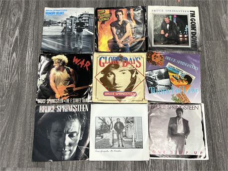 9 BRUCE SPRINGSTEEN 45RPM RECORDS - EXCELLENT (E)