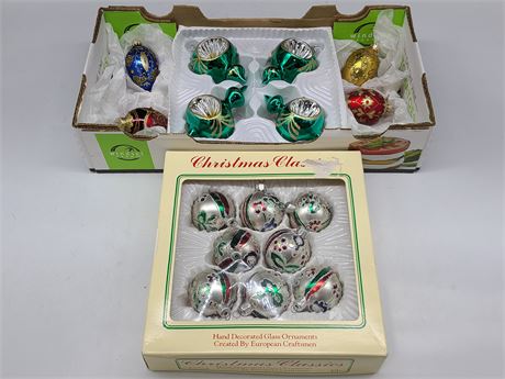 VINTAGE CHRISTMAS ORNAMENTS INTENTS, HAND PAINTED