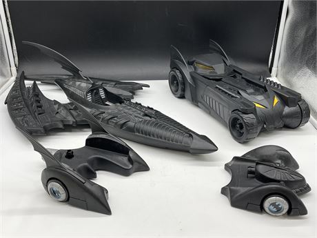 2 LARGE BAT MOBILES WITH BOAT AND PLANE ATTACHMENTS
