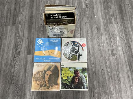 SMALL BOX OF RECORDS - CONDITION VARIES - 3/4 ON THE FLOOR ARE SEALED