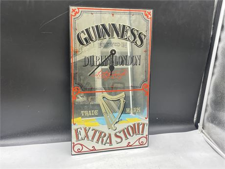 GUINESS EXTRA STOUT MIRRORED CLOCK 11”x20”