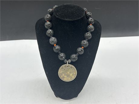 CHINESE STYLE NECKLACE W/COIN PENDANT