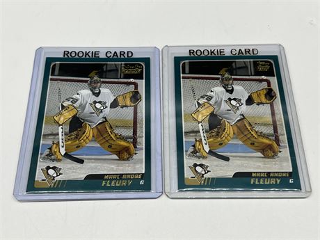 (2) 2003/04 TOPPS & OPC MARC ANDRE FLEURY ROOKIE CARDS