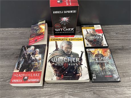 2 THE WITCHER PC GAMES - COMPLETE EDITION GUIDE BOOK - 5 ANDRZEJ SAPKOWSKI BOOKS