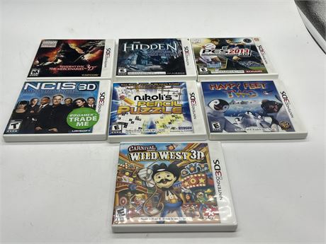 7 NINTENDO 3DS GAMES - GOOD CONDITION W/INSTRUCTIONS
