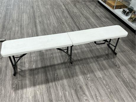 COLLAPSABLE PLASTIC BENCH (6ft long)