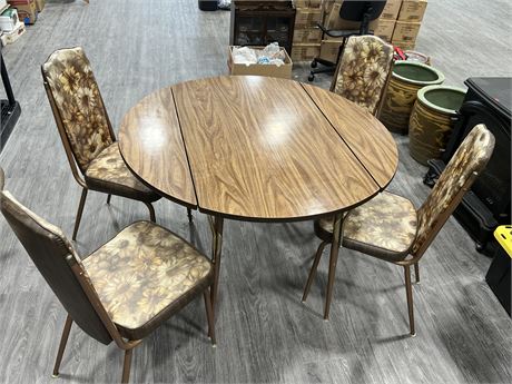 MID CENTURY TABLE W/4 CHAIRS (Table is 30” tall)